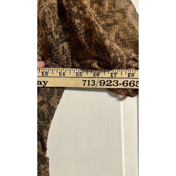 Abercrombie & Fitch Dress Women’s XS Brown Snakeskin Print Buttons Tie in Back - Picture 6 of 14